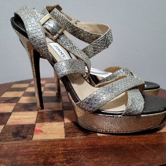 Jimmy Choo  glitter criss cross heels - Picture 5 of 8